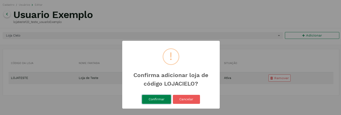 &quot;Confirmação da adição da loja.&quot; -no-filter