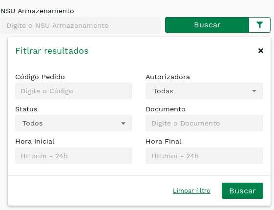 &quot;Filtros do Relatório de Armazenamentos Adicionais.&quot; -no-filter
