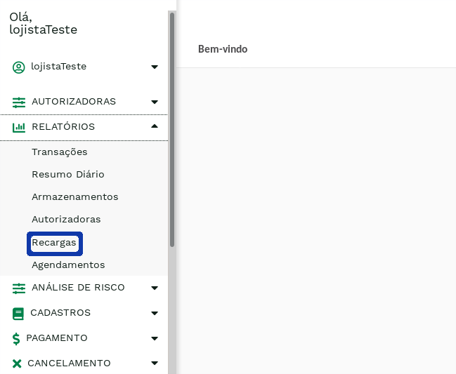 &quot;Link para o Relatório de Recargas.&quot; -no-filter