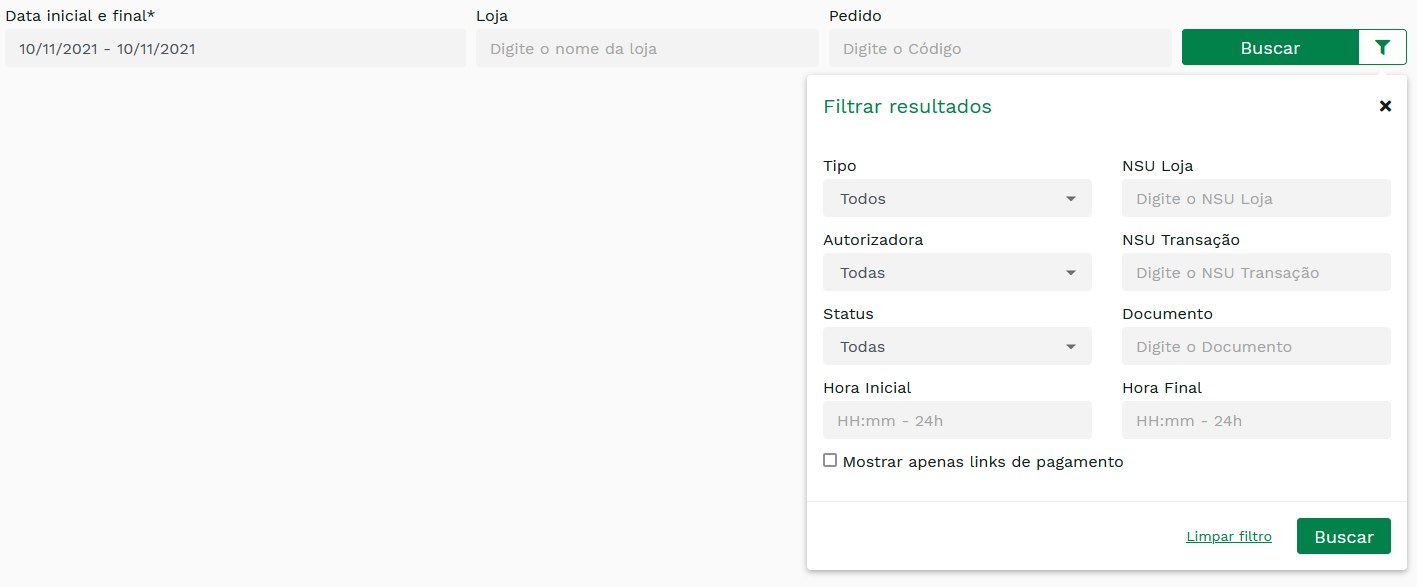 &quot;Filtros do Relatório de Transações.&quot; -no-filter
