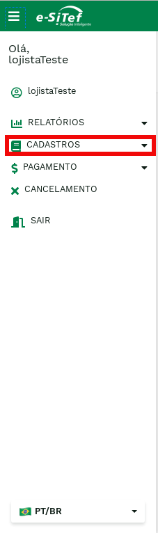 &quot;Menu de Cadastros.&quot; -no-filter